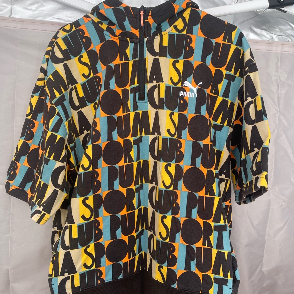 Puma Black and Orange Sweatshirt with Bold Design